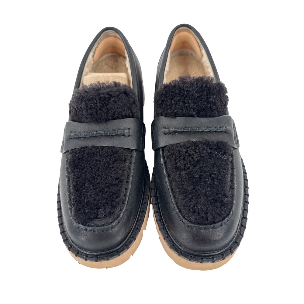Overland Loafers Womens Margo 10 Black Sheepskin Leather‎ Penny Shoes